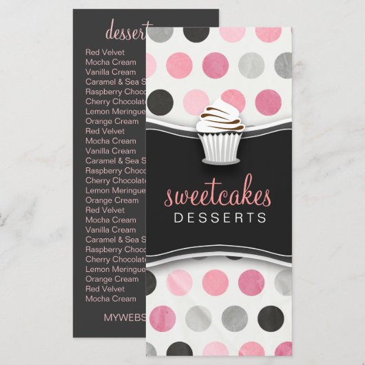 311 Haute Cupcakes Polka Dots Pink Menu (Voorkant / Achterkant)