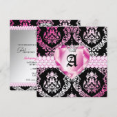 311 Haute Heart Hot Pink Lips Damask Metallic Kaart (Voorkant / Achterkant)