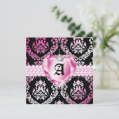 311 Haute Heart Hot Pink Lips Damask Metallic Kaart (Staand voorkant)