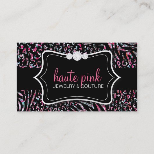 311 Haute Zebra Leopard Pink Visitekaartje (Voorkant)