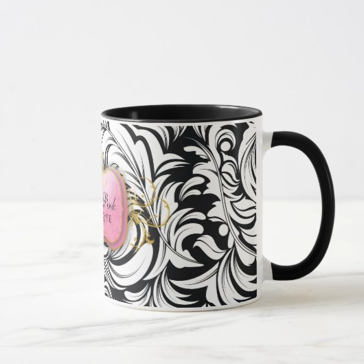311-Het Lavish Pink Bord | Zwart Mok (Rechts)