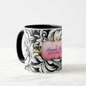 311-Het Lavish Pink Bord | Zwart Mok (Voorkant links)