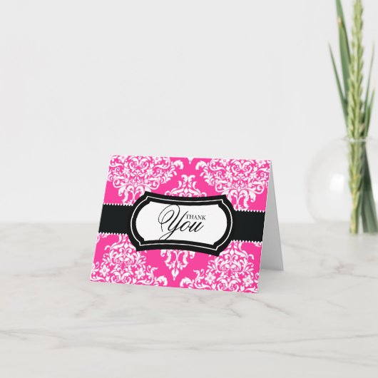 311 het mooie Damast Dovey dankt u Heet Roze Bedankkaart (Voorkant)
