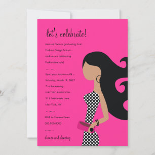 311-HOGE FASHIONISTA-INVITATIE Brandroze Kaart