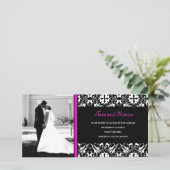 311-HOT DAMASKWEDINGFOTOKAART MET DAMPINK AANKONDIGING (Staand voorkant)