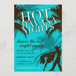 311 Hot Havana Nights Aqua Brown Invite Kaart