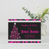 311 Hot-roze Zebra-juwelenboom Feestdagenkaart (Staand voorkant)