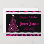 311 Hot-roze Zebra-juwelenboom Feestdagenkaart (Voorkant / Achterkant)