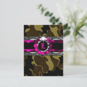 311-Hott Pink Camo Lingerie Shower Invitation Kaart (Staand voorkant)