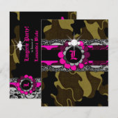 311-Hott Pink Camo Lingerie Shower Invitation Kaart (Voorkant / Achterkant)