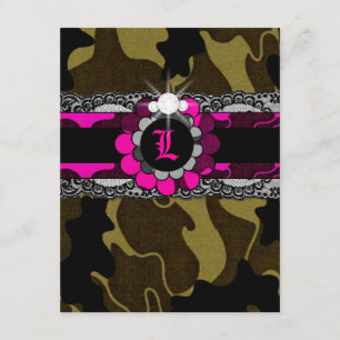 311-Hott Pink Camo Lingerie Shower Invitation Kaart