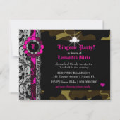 311-Hott Pink Camo Lingerie Shower Invitation Kaart (Achterkant)