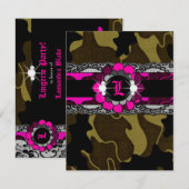 311-Hott Pink Camo Lingerie Shower Invitation Kaart (Voorkant / Achterkant)