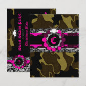 311 Hott Pink Camo Sweet Sixteen Uitnodiging (Voorkant / Achterkant)