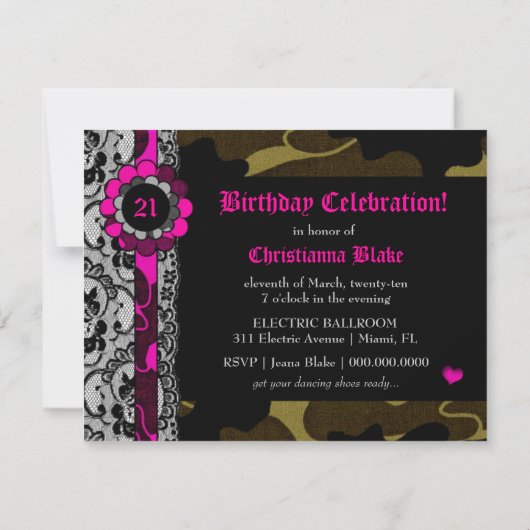 311-Hott Pink Camo Uitnodiging (Achterkant)