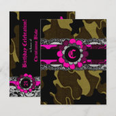 311-Hott Pink Camo Uitnodiging (Voorkant / Achterkant)