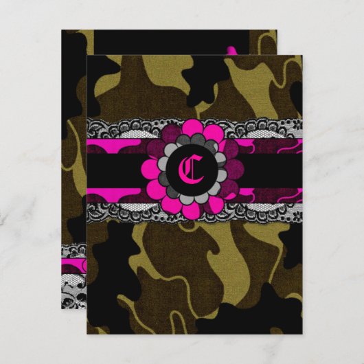 311-Hott Pink Camo Uitnodiging (Voorkant / Achterkant)