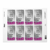 311 Houd kalm Grappig Wijnlabel Diva Pink Glitter Etiket (Full Sheet)