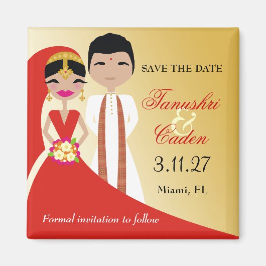 311- Indian Beauty bruid met bruidegom Magneet (Voorkant)