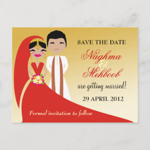311 Indische bride en Groom Save the Date Aankondigingskaart
