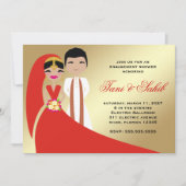 311 Indische Bride & Groom Bindi Uitnodiging (Voorkant)