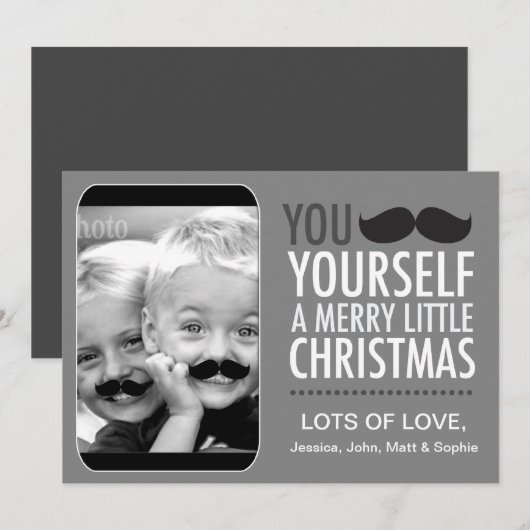 311 Interactieve Mustache Holiday Card Feestdagenkaart (Voorkant / Achterkant)