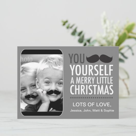 311 Interactieve Mustache Holiday Card Feestdagenkaart (Staand voorkant)