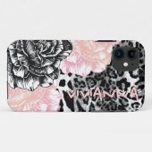 311 iPhone 5 Le Plush Fleur Funky Leopard Pink Case-Mate iPhone Case (Achterkant (horizontaal))