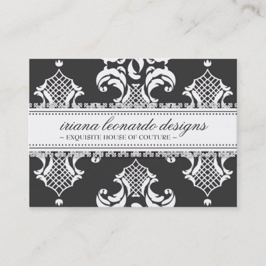 311 Iriana Damask Chubby Charcoal Visitekaartje (Voorkant)