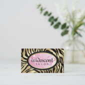 311-Iridescent Golden Zebra - Roze Visitekaartje (Staand voorkant)