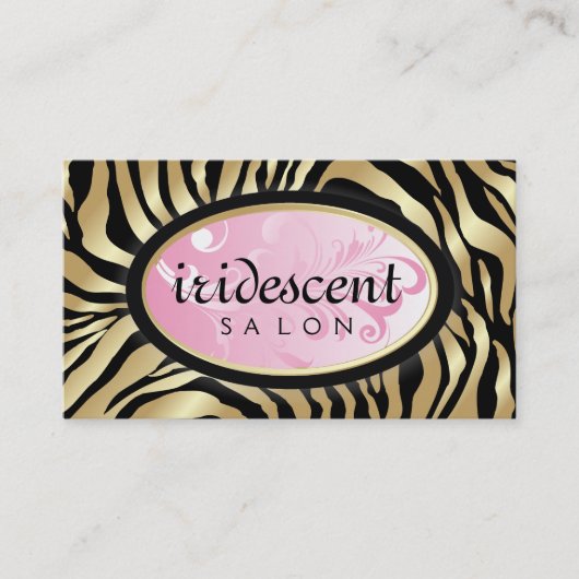 311-Iridescent Golden Zebra - Roze Visitekaartje (Voorkant)