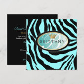 311-Iridescent Zebra - Uitnodiging van Turquoise (Voorkant / Achterkant)