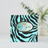 311-Iridescent Zebra - Uitnodiging van Turquoise (Staand voorkant)