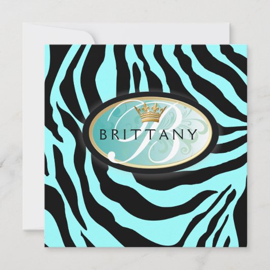 311-Iridescent Zebra - Uitnodiging van Turquoise (Voorkant)