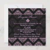 311-Isabella Pink et Black Damask Invitation Kaart (Achterkant)