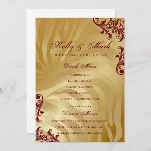 311-Jardin d'or Dinner Drink Menu Red (Voorkant / Achterkant)