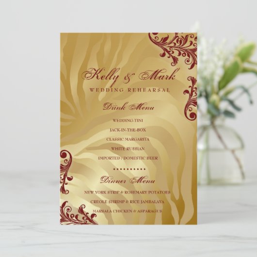 311-Jardin d'or Dinner Drink Menu Red (Staand voorkant)