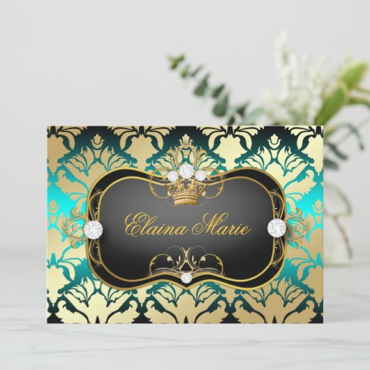 311 Jet Black Ciao Bella Aqua Sass Birthday Kaart (Staand voorkant)