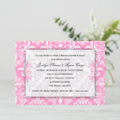 311 Jocelyn Pink Damask uitnodiging (Staand voorkant)