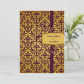 311-Julianna Eggplant & Mustard Damask Kaart (Staand voorkant)