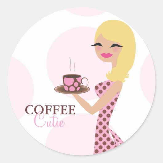 311 Koffie Cutie Blondine Wavy Sticker (Voorkant)