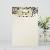 311 Lace de Luxe Gold Lace Briefpapier (Staand voorkant)