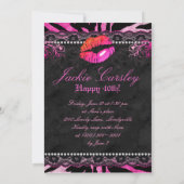 311 Lace Diamonds Birthday Party Zebra Pink Lips Kaart (Achterkant)