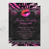 311 Lace Diamonds Verjaardagsfeestje Zebra Roze Li Kaart (Voorkant / Achterkant)