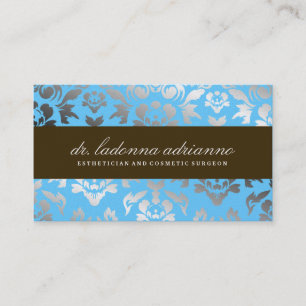 311 Ladonna Damask Blauwgroen Metallic Visitekaartje