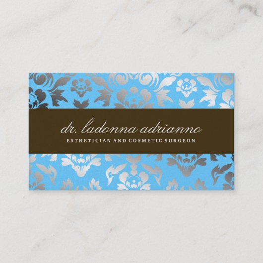 311 Ladonna Damask Blauwgroen Metallic Visitekaartje (Voorkant)