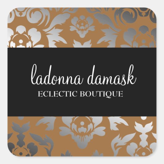 311 Ladonna Damask Brons Vierkante Sticker (Voorkant)