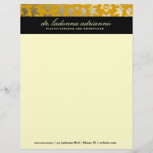 311-Ladonna Damask Golden Yellow Persoonlijk Briefhoofd