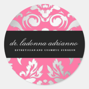 311-Ladonna Damask Roos Roze Ronde Sticker