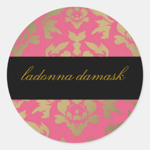 311 Ladonna Damask Roze Ronde Sticker